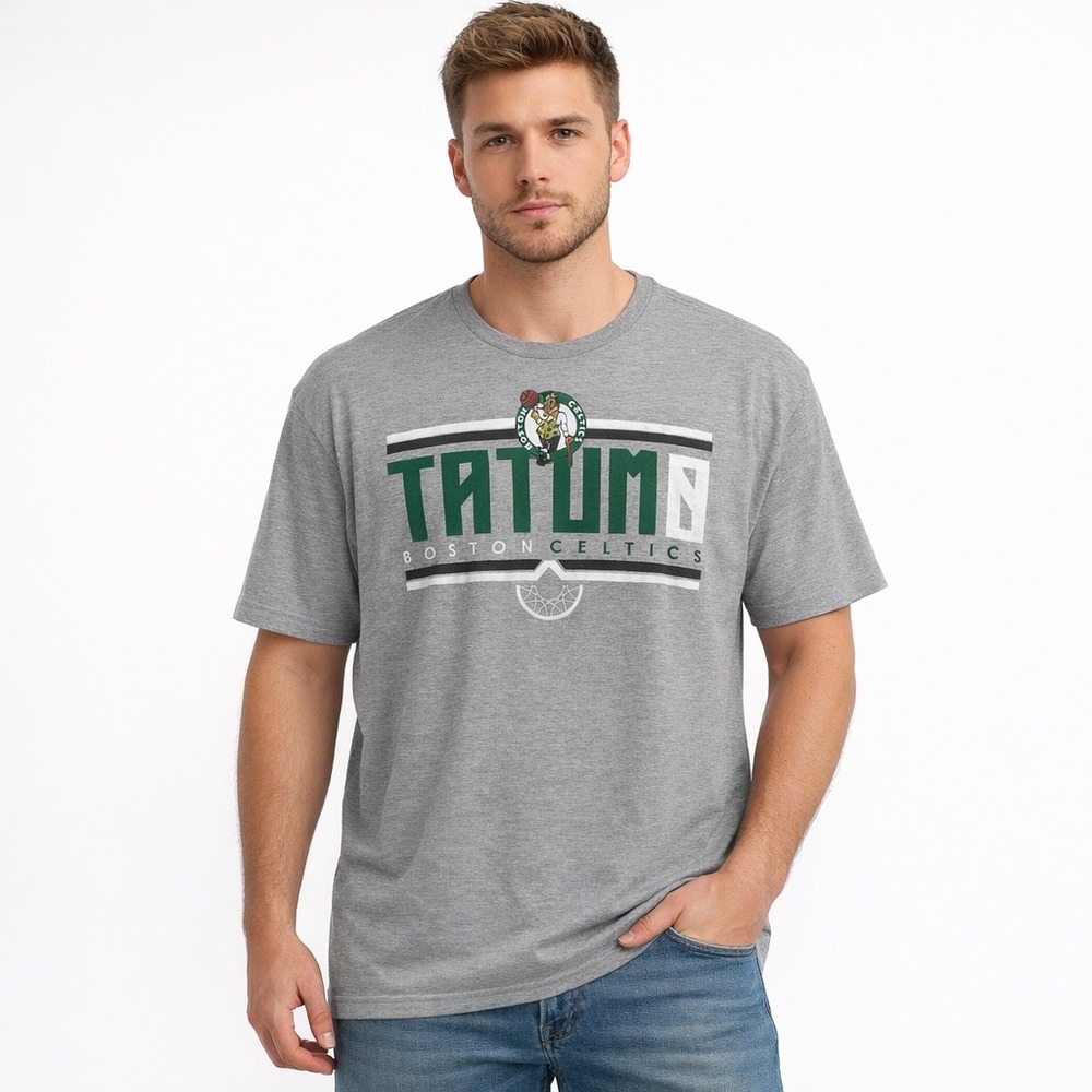 NBA Boston Celtics Jayson Tatum Graphic T-Shirt Mens XL Gray Short Sleeve Tee
